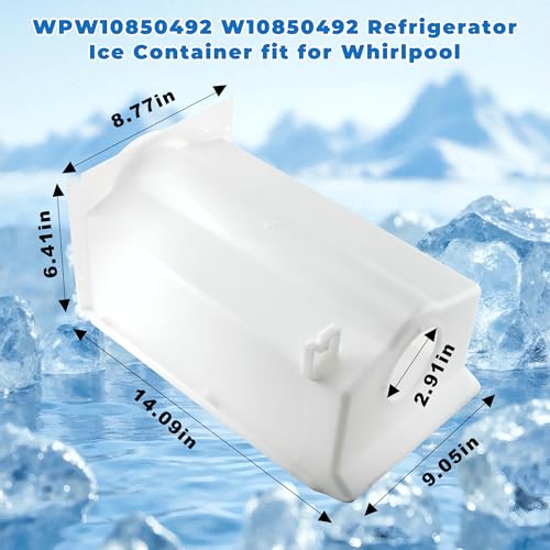 W10850492 Ice Maker Bin fit for Whirlpool W10670844 W11515913A Ice Bucket,AP5989704 Fridge Ice Bucket Replacement fit for ...