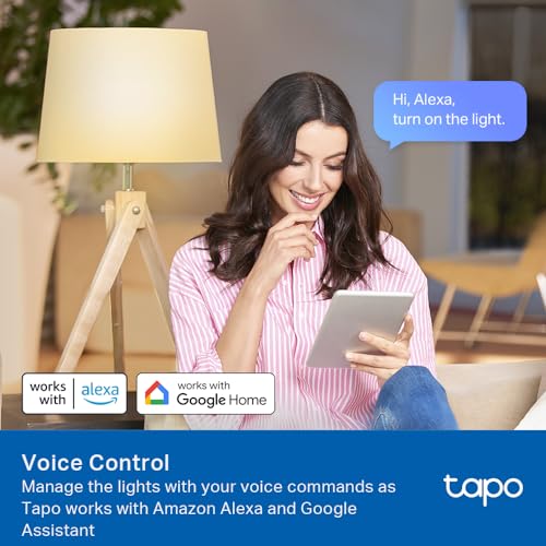 TP-Link Tapo Smart Light Bulbs, 800 Lumens (60W Equivalent), 2700K Soft Warm White LED Bulb, Dimmable, Compatible with Alexa and Google Home, No Hub Required, A19 E26, Tapo L510E (4-Pack)