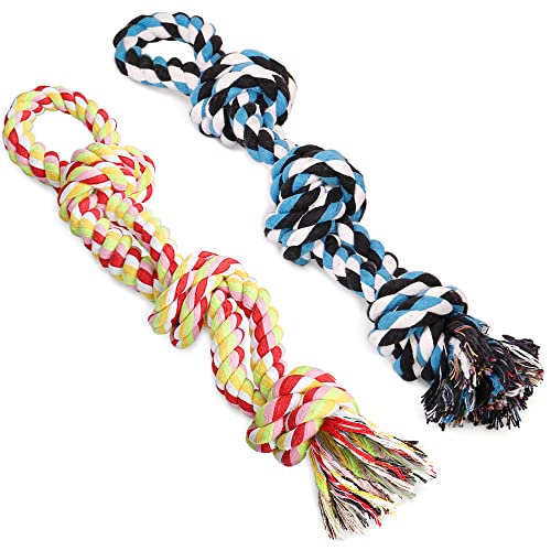 UPSKY Dog Rope Toys 2 Nearly Indestructible Pet Toys for Medium to Large Breed, Dental Cleaning Chew Toys, Dogs Tug Toy fo...