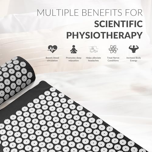 Fitvids Acupressure Mat and Pillow Set for Back/Neck Pain, Acupuncture Products to Relieve Muscle Fatigue, Improve Insomni...