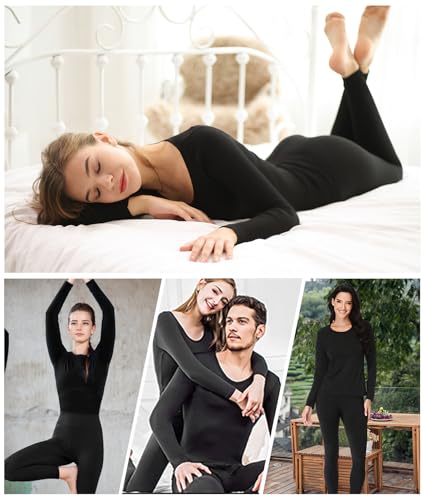 Women 's Thermal Underwear Set with Lightweight Ultra Soft Fleece Lined,Long John Set, Skiing Base Layer