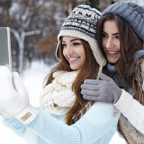 Pleneal Winter Gloves for Women, Warm Touchscreen Texting Knit Fleece Lined Thermal Glove for Cold weather