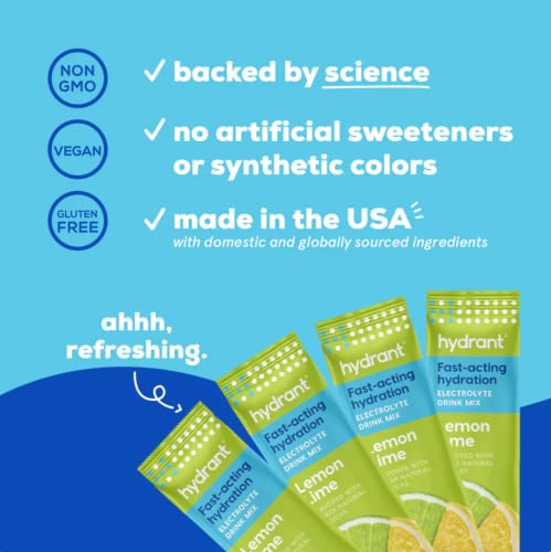 Hydrant Hydrate, Individual Hydration Electrolyte Powder Stick Packets with No Artificial Sweeteners, Colors, or Fillers (...