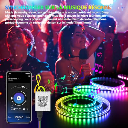 Nexillumi Led Lights for Bedroom 100ft Music Sync Color Changing Led Strip Lights Smart with Remote and App Control Built-...