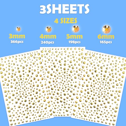 NOOEPC Gold Face Gems Glitter Body Glittery Stereo Gem Stickers Rave Accessories Makeup Rhinestone Stickers Y2K Style Musi...