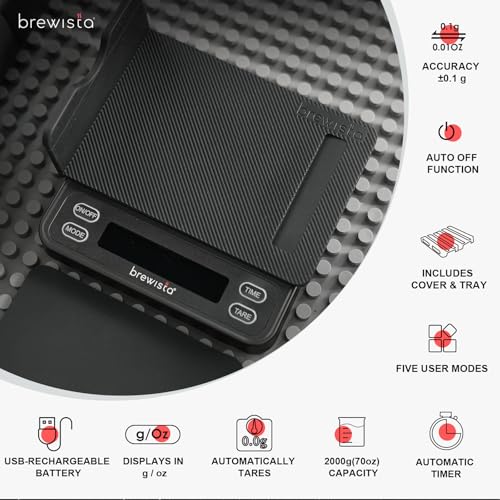 Brewista Smart Coffee Scale III with Timer, 2kg/0.1g High Precision Scale for Espresso and Pour-Over Coffee, Portable Mini...