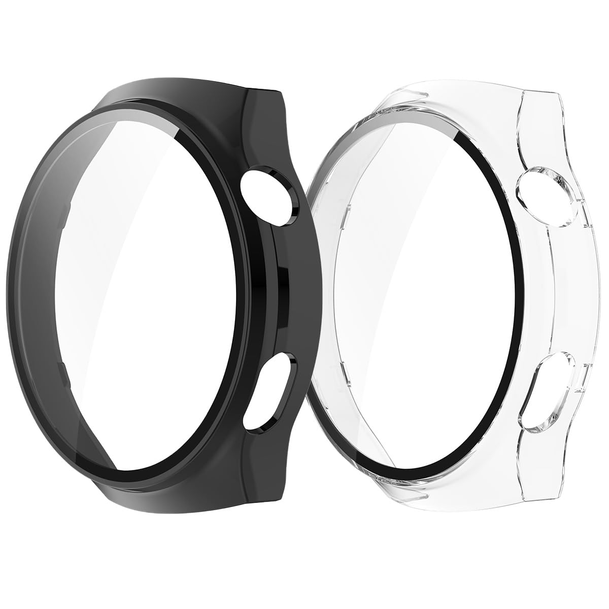 Micteney 2-Packs Screen Protector Case Compatible With Huawei Watch 4 Pro, Cover Case For Huawei Watch 4 Pro (Black+Transparent)