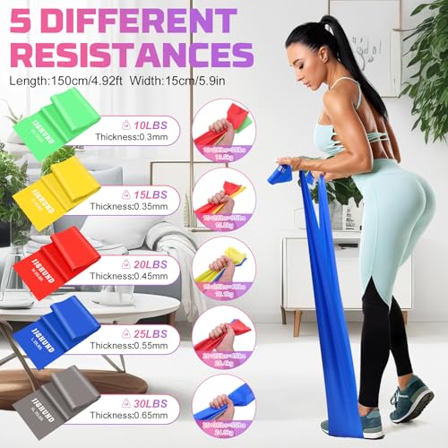 5 Pcs Resistance Bands, Professional Exercise Bands Elastic Stretch Bands for Fitness Yoga Pilates Stretching Strength Tra...