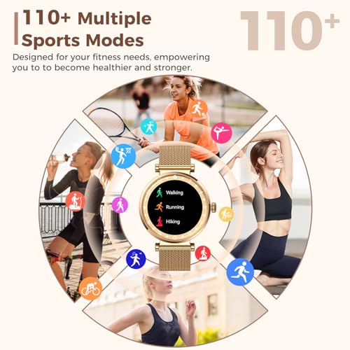 Smart Watch for Women, AMOLED HD Display Fitness Tracker Bluetooth Make/Answer Call, 1.19" Watches with 110+ Sports Modes/...