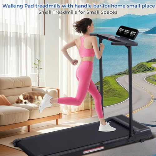 Walking Pad Treadmill with Handle Bar, Compact Portable Treadmills for Home Small, Electric Walking Pads with Handles, 3.5...