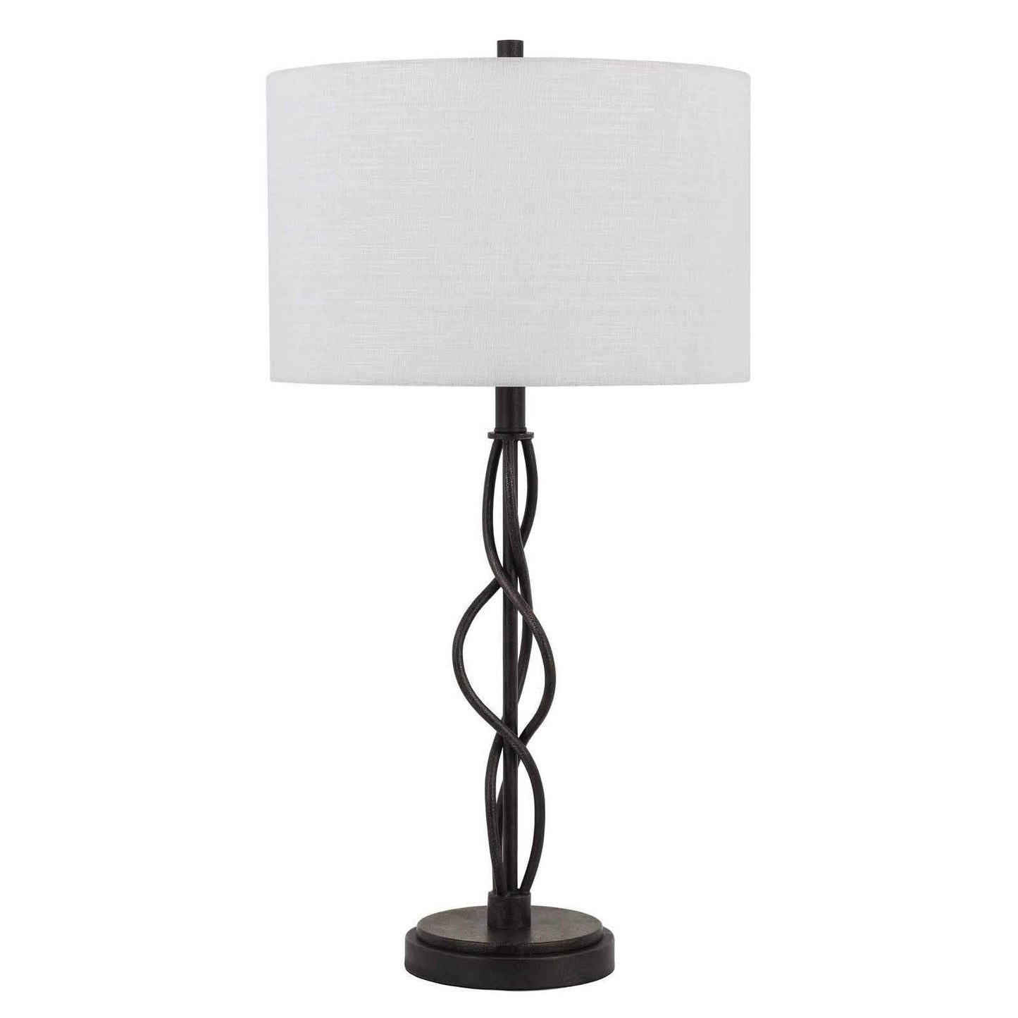 HomeRoots Metal Table Lamp 30 in. with Off White Drum Shade, Model 524701, Bronze Finish