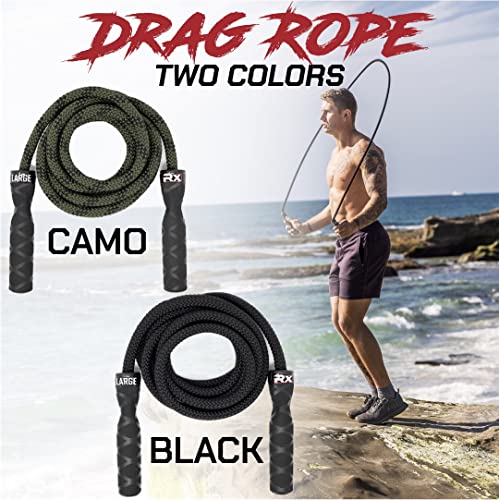 Rx Smart Gear Drag Jump Rope w/Non Slip Ergonomic Handles - Weighted Polypropylene Rope for Fitness & Exercise, Cardio Wor...