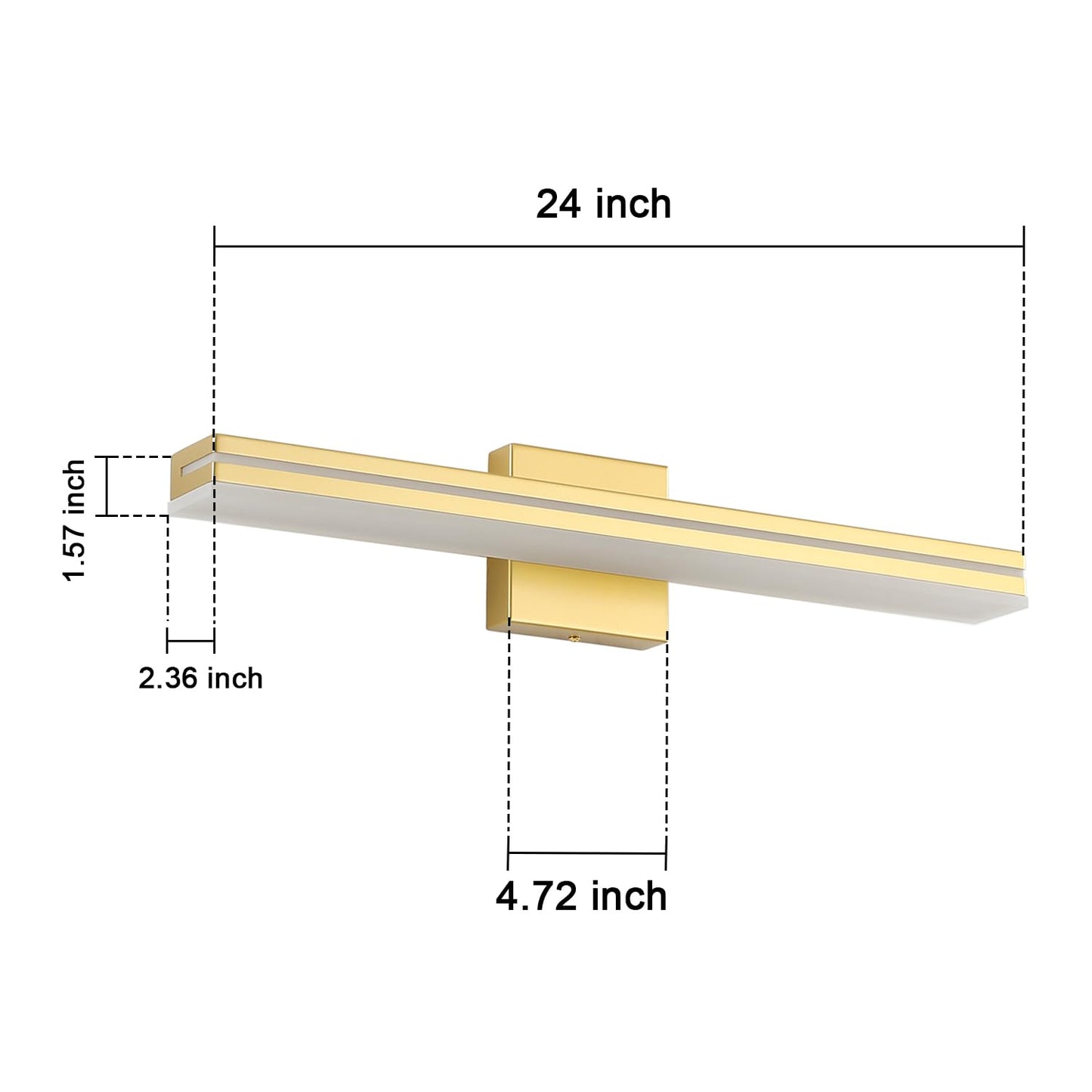 Sinerise 24-Inch Led Modern Bathroom Vanity Light Bar  Gold Modern Acrylic Bathroom Wall Lighting Fixtures Over Mirror (Cool White 6000K)