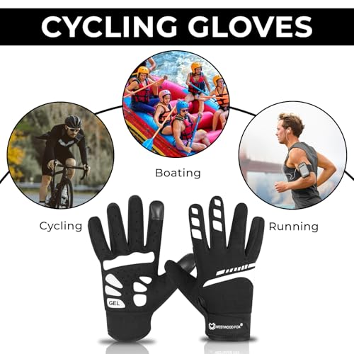 WESTWOOD FOX Cycling Gloves for Men Women, Full Finger, Anti-Slip Touchscreen Breathable Mountain Bike Gloves for MTB Ridi...