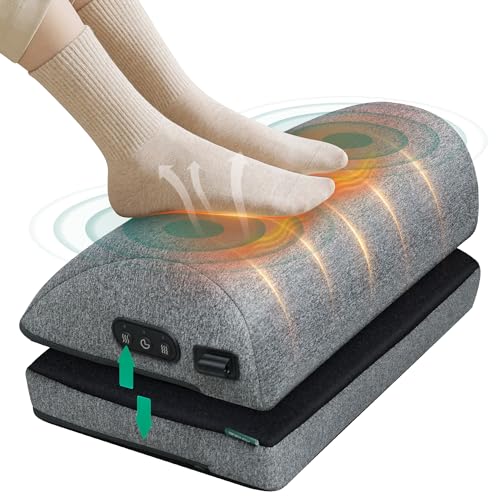 Snailax Heated Foot Rest Under Desk at Work, FSA Eligble Desk Foot Stool with Heat & Vibration Massage, Adjustable Height,...