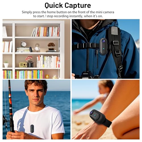 4K Mini WiFi Action Camera 128GB Thumb POV Portable Body Cam Wearable Video Recorder with IPX7 Waterproof Underwater Camco...