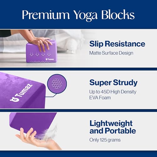 Tumaz Yoga & Core Strength Bundle: Non-Slip Cork/EVA Yoga Blocks (2-Pack) + Extra Thick Balance Board Cushion for Stabilit...