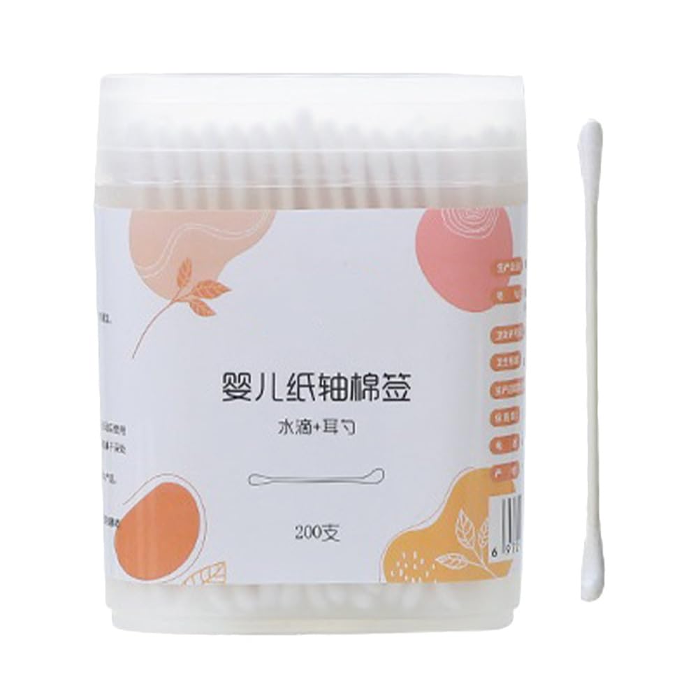 Toddmomy 200pcs Cotton Swabs: Dual-Tip Baby Ear Cleaner with Spoon Design for Babies and Kids, Ear Cleaning and Makeup Applicati
