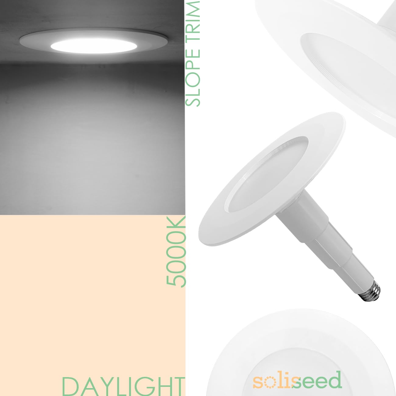 Soliseed 12 Pack 5/6 Inch LED Can Lights Retrofit Recessed Lighting,ETL Damp Rated Adjustable Retrofit Downlight,12W=60W,5000K Daylight,800LM, Dimmable,Easy Install,Bevel Trim,E26