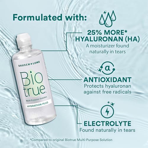 Biotrue Hydration Plus Contact Lens Solution with Lens Case, Multi-Purpose Solution for Soft Lenses, Hydrates with Hyaluro...