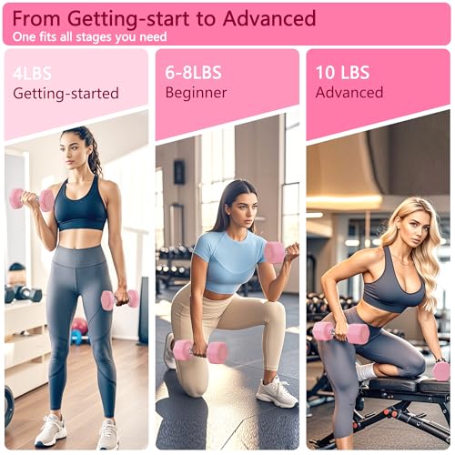 Adjustable Dumbbell Set of 2 Total 20 Lbs 4-in-1 Each 4lb 6lb 8lb 10lb 1s-Adjust Dual-Stable Free Weights for Women Men Ho...