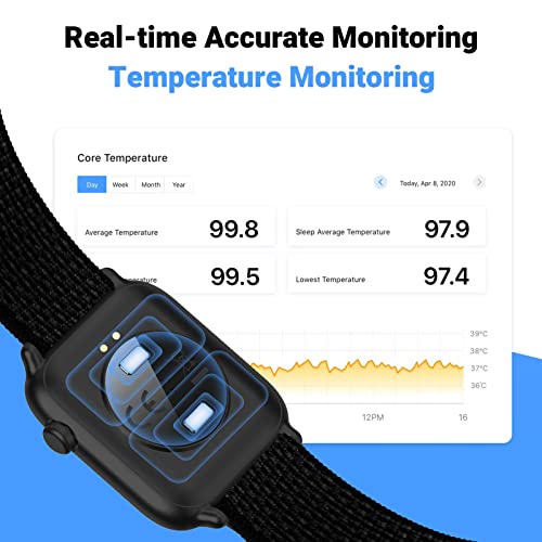 COCO Bluetooth Comfortable Health Monitoring Smartwatch for Seniors – Heart Rate, Body Temperature, Blood Oxygen, Activity...
