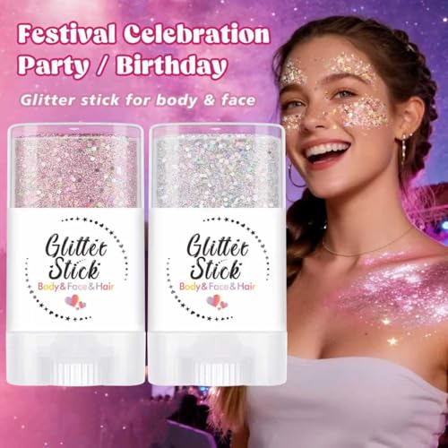 Rainbow Body Glitter Stick,Waterproof Glitter Gel Singer Concert Stage Performance Outfit Hair & Face Body Glitter Makeup ...