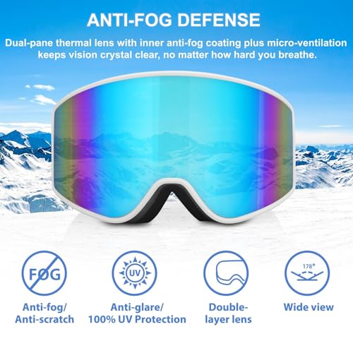 EXP VISION Ski/Snowboard Goggles Parent-child Snow Goggles Over Glasses for Men, Women Youth Kids