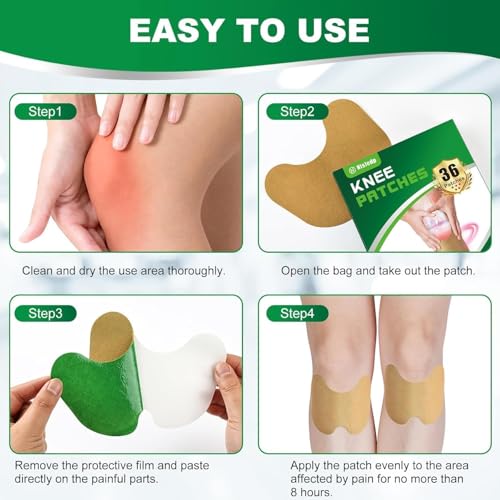 NisJedp Pain Relief Patches,36 Pcs Knee Pain Relief, Wormwood Relieving 12 Hour Long Lasting Relief of Joint Pains for Kne...