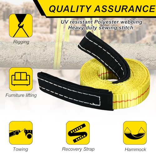 Shappy 2 Pcs 10' x 1" Lifting Sling Straps Heavy Duty Lifting Nylon Sling Web Slings Tree Saver Recovery Strap for Constru...