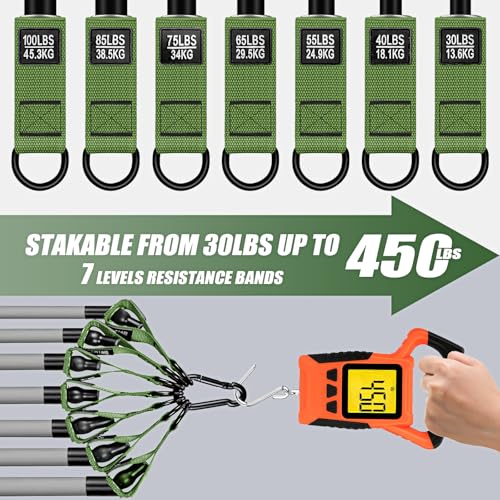 WOQQW Heavy Resistance Bands for Working Out, 350lbs/450lbs Exercise Bands with Handles, Workout Bands Set for Men, Fitnes...