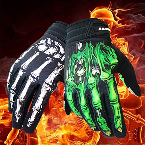 BRZSACR Skeleton Cycling Gloves Motorcycles Gloves Off-Road Vehicle MTB, Bicycle Gloves Shock Absorption Non-Slip Touch Sc...