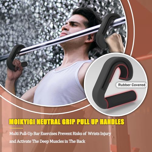 MOIKYIGI Neutral Grip Handles for Pull Up: Ergonomic Portable Hooks for Barbell Row Deadlift Resistant Bands for Home Gym ...