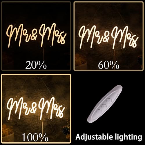 Mr and Mrs Neon Sign for Wedding Party Decoration Wedding Decor Neon Sign for Anniversary Backdrop Wall Decor Decoration B...