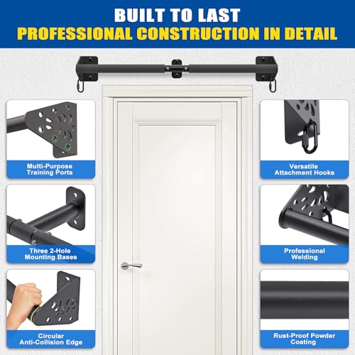 Kipika Wall Mounted Pull Up Bar - Heavy Duty 450 LB Capacity Doorway Chin Up Bar for Home Gym, Sturdy Steel Construction w...