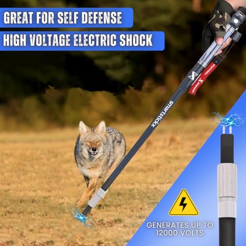 SmartstickX Tactical Walking Stick Staff Self Defense Stun Gun, 2 Bright LED Light Modes, Military Grade Aluminum, USB Cha...