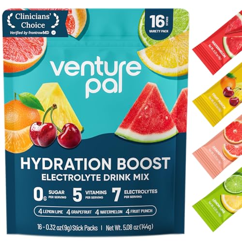 Venture Pal Sugar Free Electrolyte Powder Packets - Liquid Daily IV Hydration Packets for Rapid Rehydration | 7 Electrolyt...