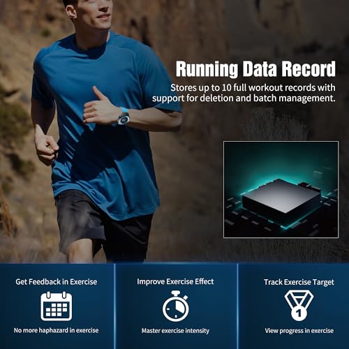 EZON GPS Running Watch with Distance Pace Alarm and Calorie Counter and Stopwatch for Men (Blue)