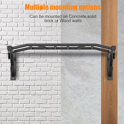 Upgrade Pull Up Bar Wall Mounted,Heavy Duty Multi Grip Chin Up Bar for Strength Training, 600 lbs Capacity, Durable Steel ...