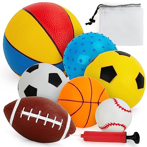 Balls for Toddlers 1-3,Toddler Sports Toys,Set of 7 Kids Ball Soft Foam Baby Sports Balls- Soccer Ball Basketball Baseball...