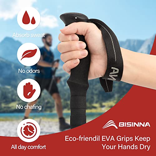 BISINNA Carbon Fiber Trekking Poles Collapsible Walking Sticks Hiking Folding Poles Quick Lock for Women and Men Hiking Mo...