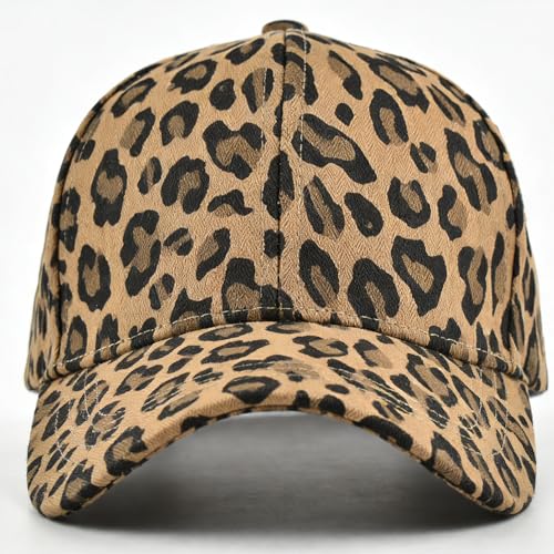 CLeemuziN Baseball Hats for Women Men Adjustable Leopard Print Dad Trucker Hat Cotton Sun Protection Caps Sports Golf Medium