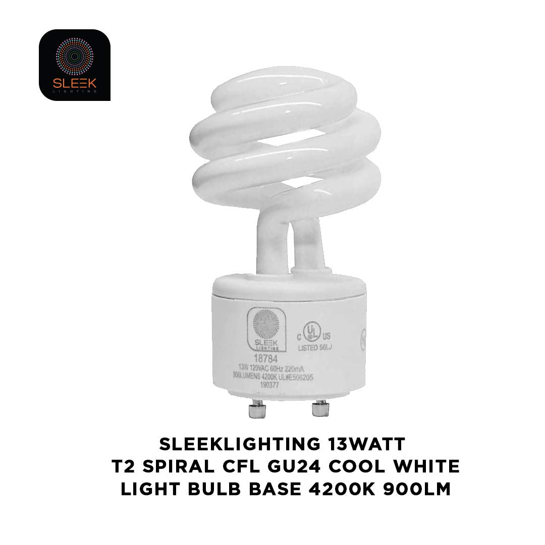 SLEEKLIGHTING 13Watt GU24 Base CFL Light Bulbs 4200K Cool White 900lm 4 Pack UL Approved Model 18784
