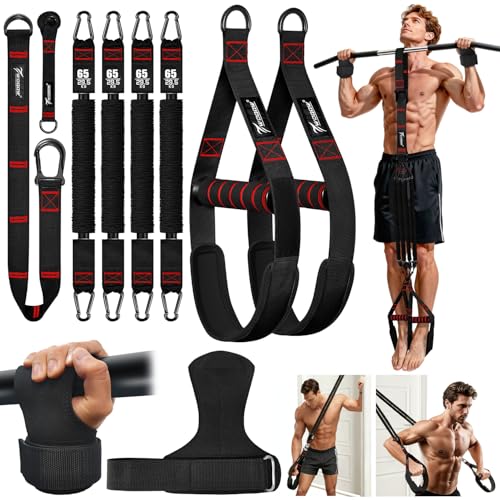 Pull Up Assistance Bands, Heavy Duty Resistance Bands with Handles, Exercise Band with Door Anchor, Adjustable Workout Ban...
