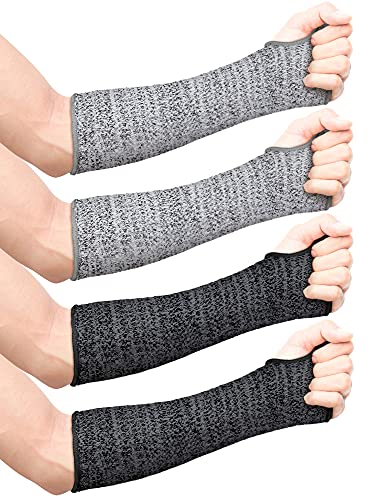SATINIOR Cut Resistant Sleeves Protective Arm Sleeves Safety Arms Protection Sleeves with Thumb Hole for Garden Kitchen