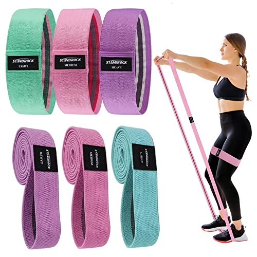 STANDROCK Fabric Resistance Bands for Working Out, 3 and 4 Levels Booty Bands Long Resistance Bands for Women and Men | El...