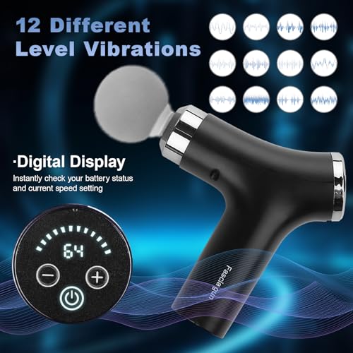 patpaw Detachable Deep Tissue Massage Gun with Extendable Handle, 12-Speed Percussion Back Massager for Hard to Reach Shou...