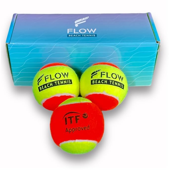 Flow Tennis Beach Balls, ITF Approved - Pack of 3, Low Compression Sand Court Balls