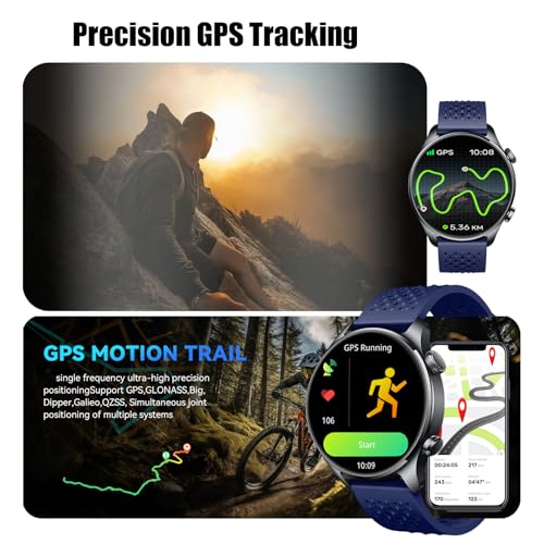 LZBWOL Smartwatch for Men & Women, 1.43" AMOLED Fitness Tracker GPS, Bluetooth Call, Heart Rate, Blood Oxygen (SpO2), Slee...