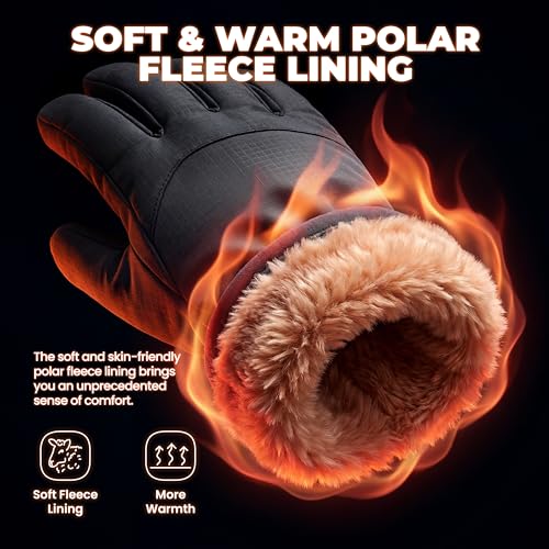 rivmount Winter Waterproof Ski Snow Warm Gloves for Women Men, Windproof Cold Weather Thermal with Touchscreen Fingers, fo...